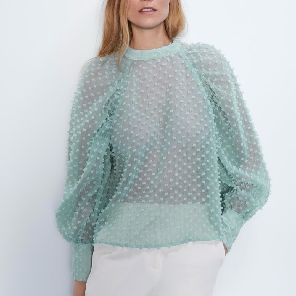 Zara semi-sheer textured blouse
